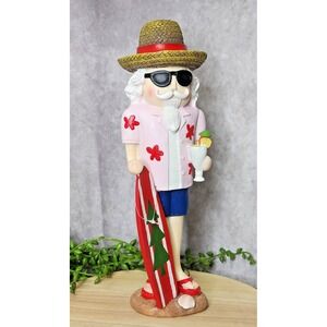 Beach Bum‎ Hawaiian Surfer Santa Claus Christmas Resin Figure Tropical Surfboard